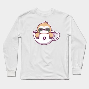 Cute Sloth In The Coffee Cup Long Sleeve T-Shirt